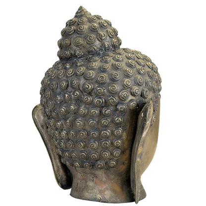 Vintage Shan-Style Buddha Head – Bronze, 31 cm – left three-quarter rear view