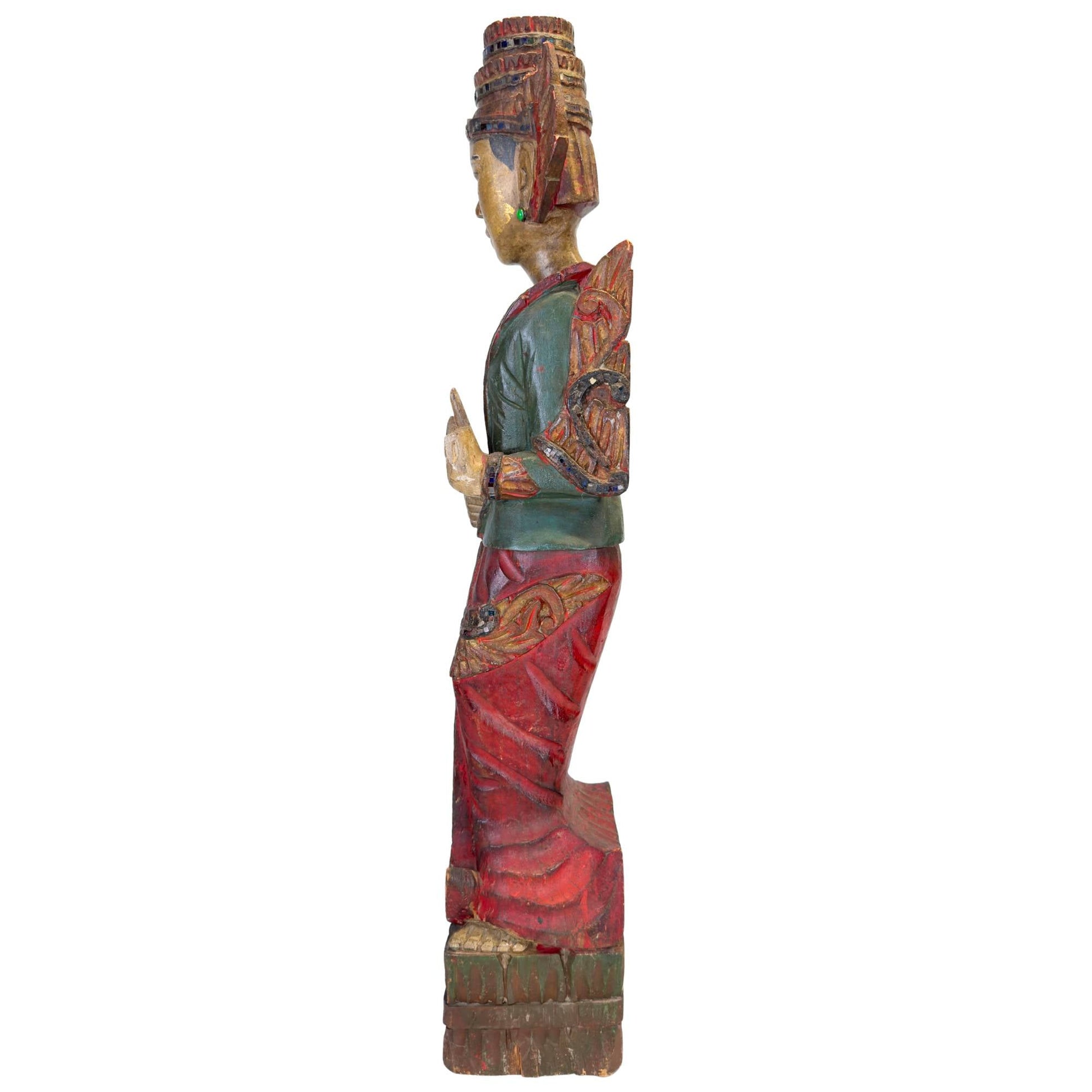 Grote vintage tempelwachter uit Birma van 86 cm hoog