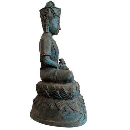 Right profile of the seated Thai Jambupati Buddha and geometric pedestal