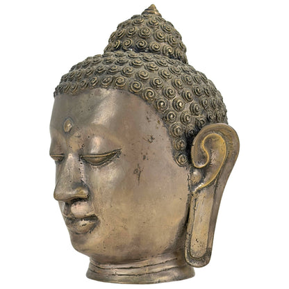 Vintage Thai Sukhothai-Style Buddha Head – Bronze, ca. 1960–1980 – right three-quarter rear view