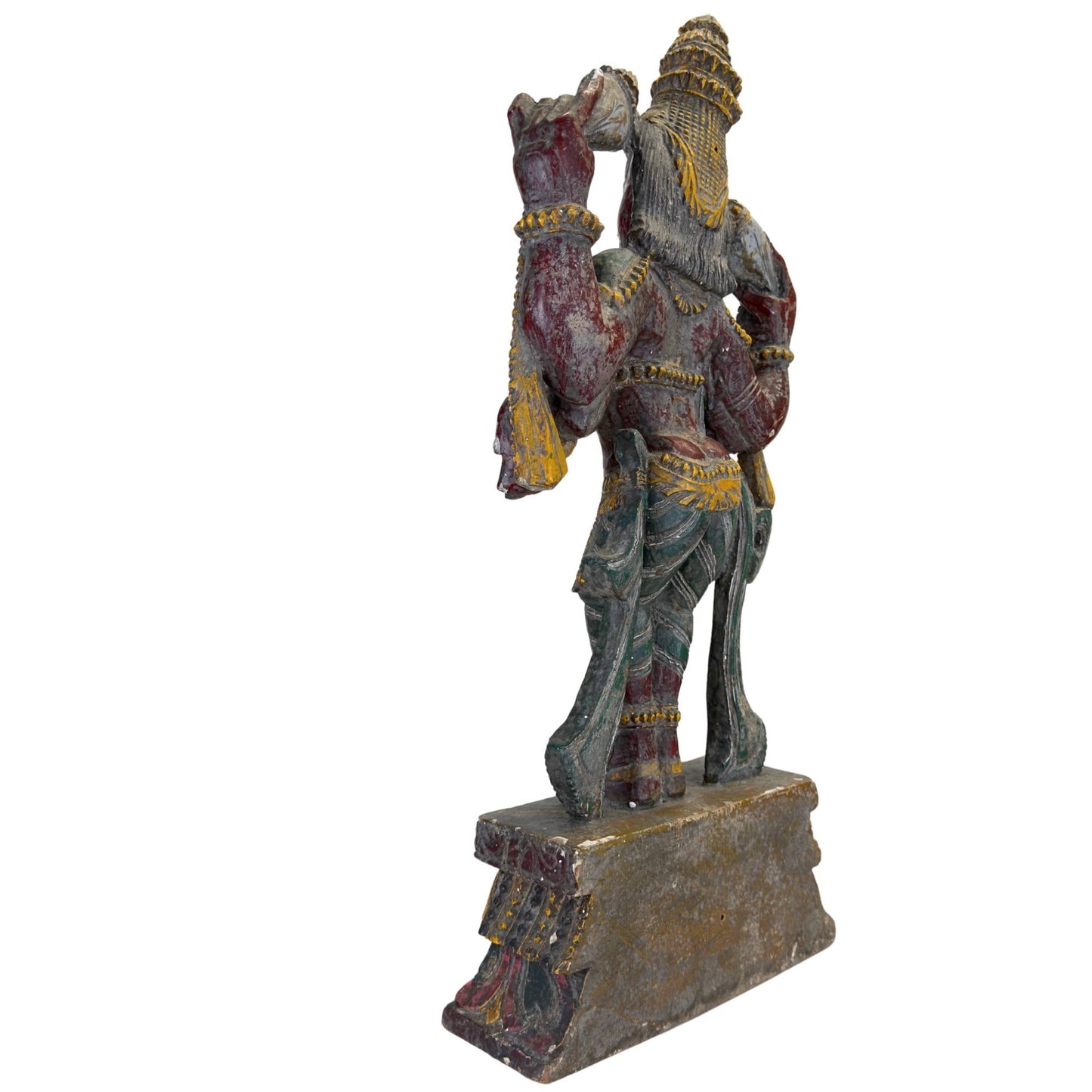 Polychroom houten Vishnu beeld afkomstig uit Zuid-India