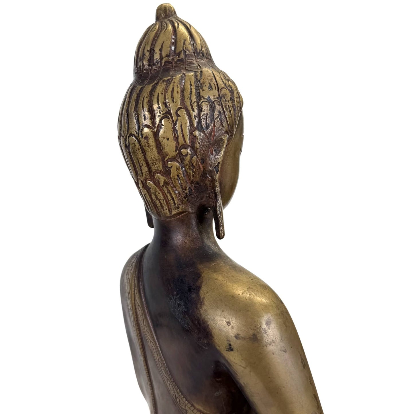 Vroeg Tibetaans bronzen Boeddhabeeld met natuurlijke oude patina en spirituele uitstraling