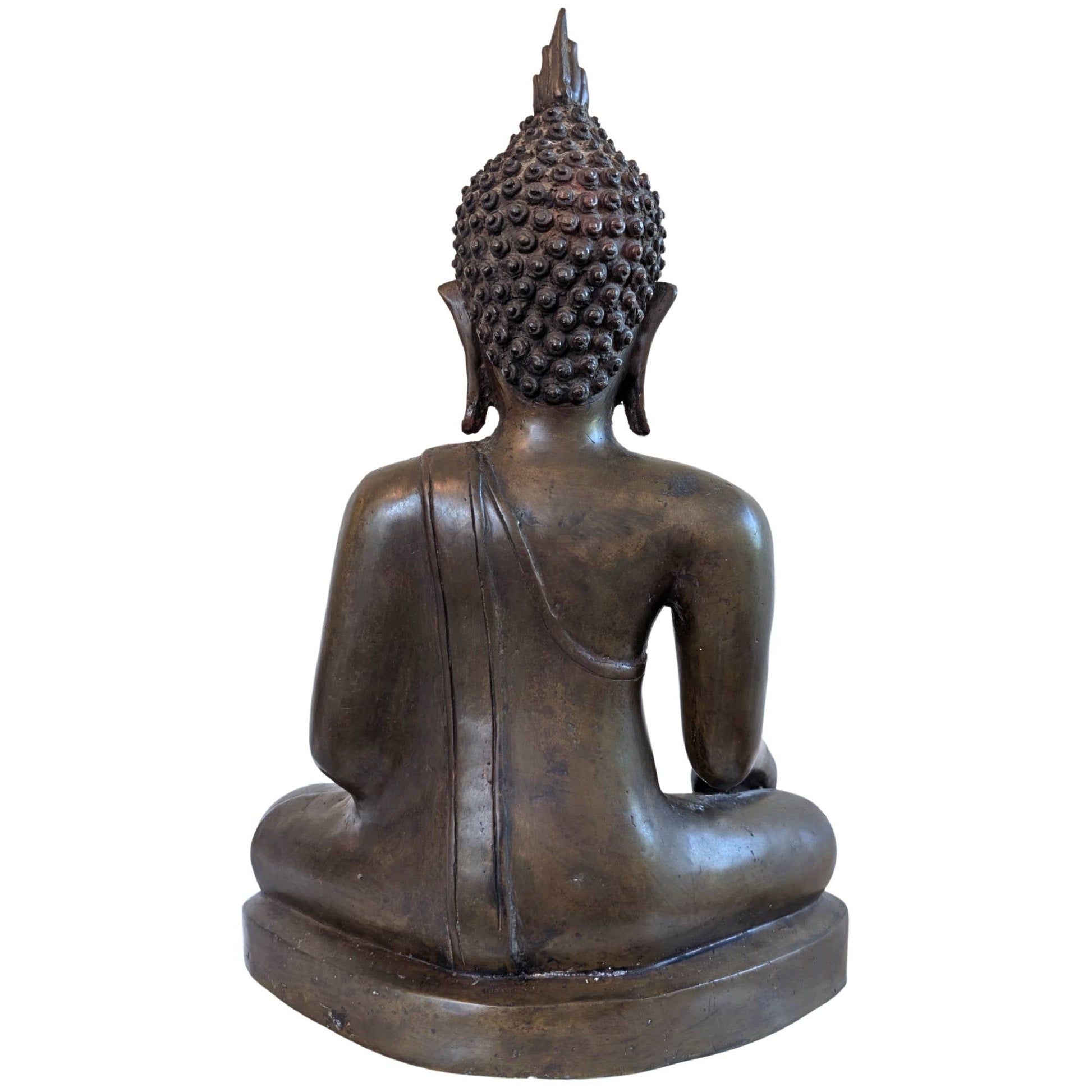 Vuurverguld bronzen Boeddhabeeld uit Laos in de grond-aanrakende mudra