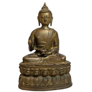 Antiek vuurverguld bronzen Boeddhabeeld – Himalaya, 19e eeuw