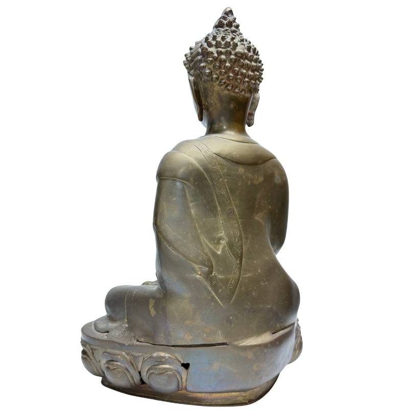 Vuurvergulde meditatie Boeddha uit de Himalaya-regio in brons