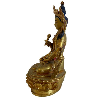 Antique Nepalese White Tara – Gilt Bronze, Newar Style, 15 cm – right-side view