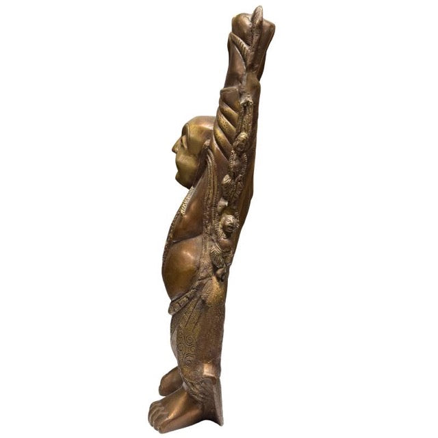Profiel van het monumentale bronzen Budai beeld (46 cm).