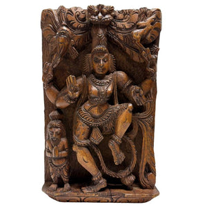 Muurdecoratie Antiek Houten Snijwerk van Shiva Nataraja – Zuid-India – Lot 450