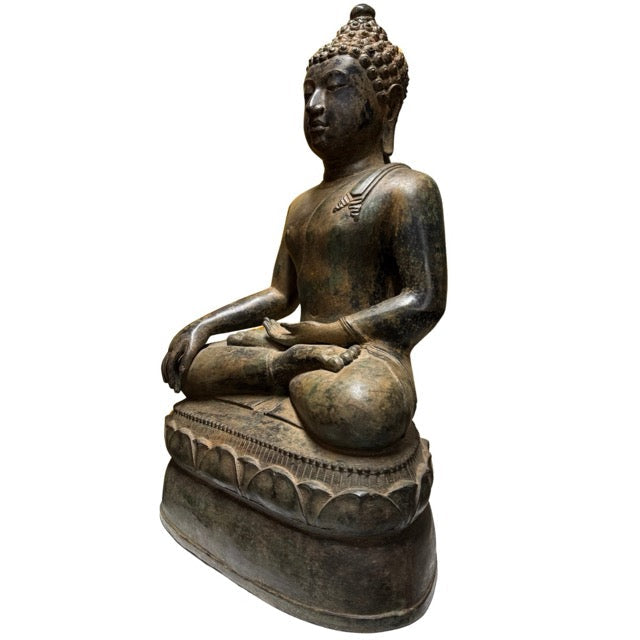 Zwaar bronzen Boeddha statement piece voor woonkamer, hal of spiritueel interieur