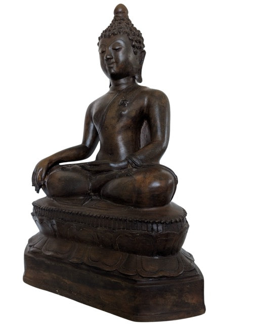 Massief bronzen Buddha beeld in Ayutthaya-stijl met een gewicht van 8 kg.