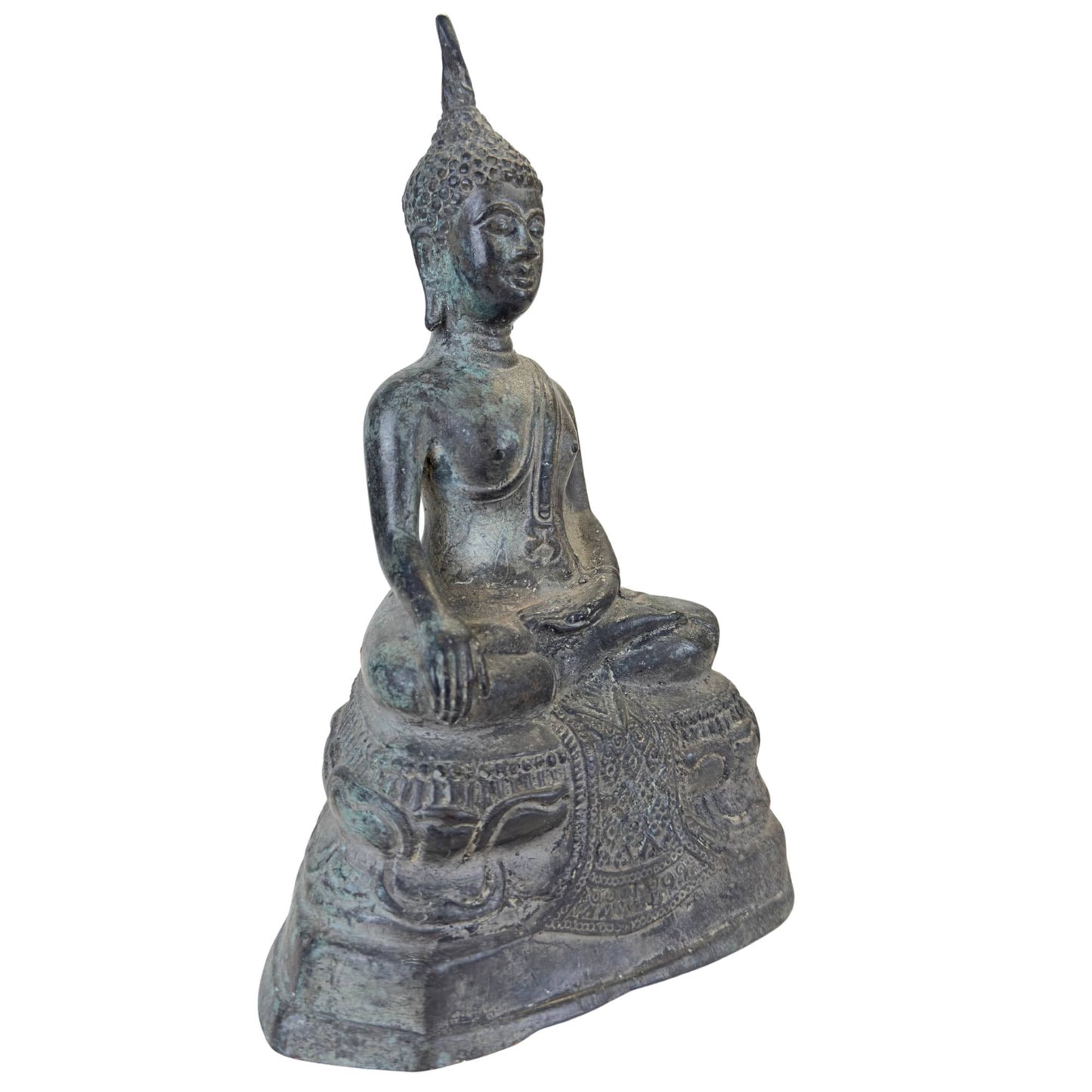 Zwaar uitgevoerd Thais bronzen beeld met een massief gewicht van 1,6 kg.