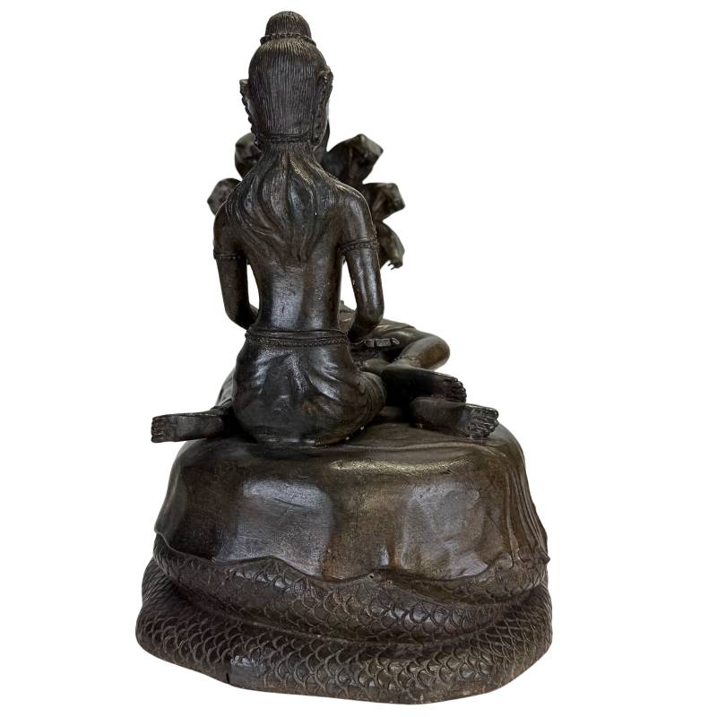 Zwaar messing sculptuur Vishnu op de slang Ananta 12,2 kg