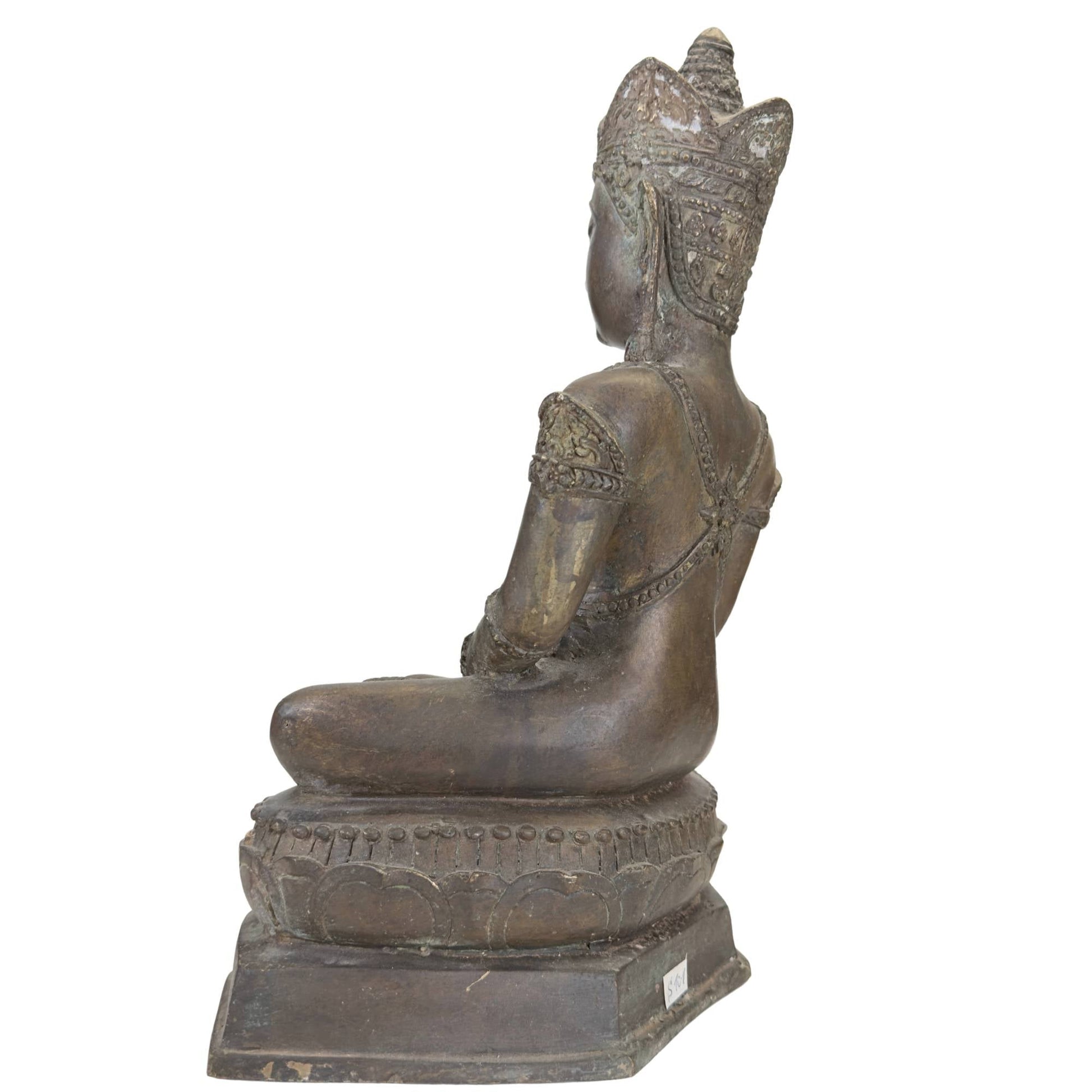Zwaar bronzen Boeddhabeeld van 5,6 kilogram met oude patina