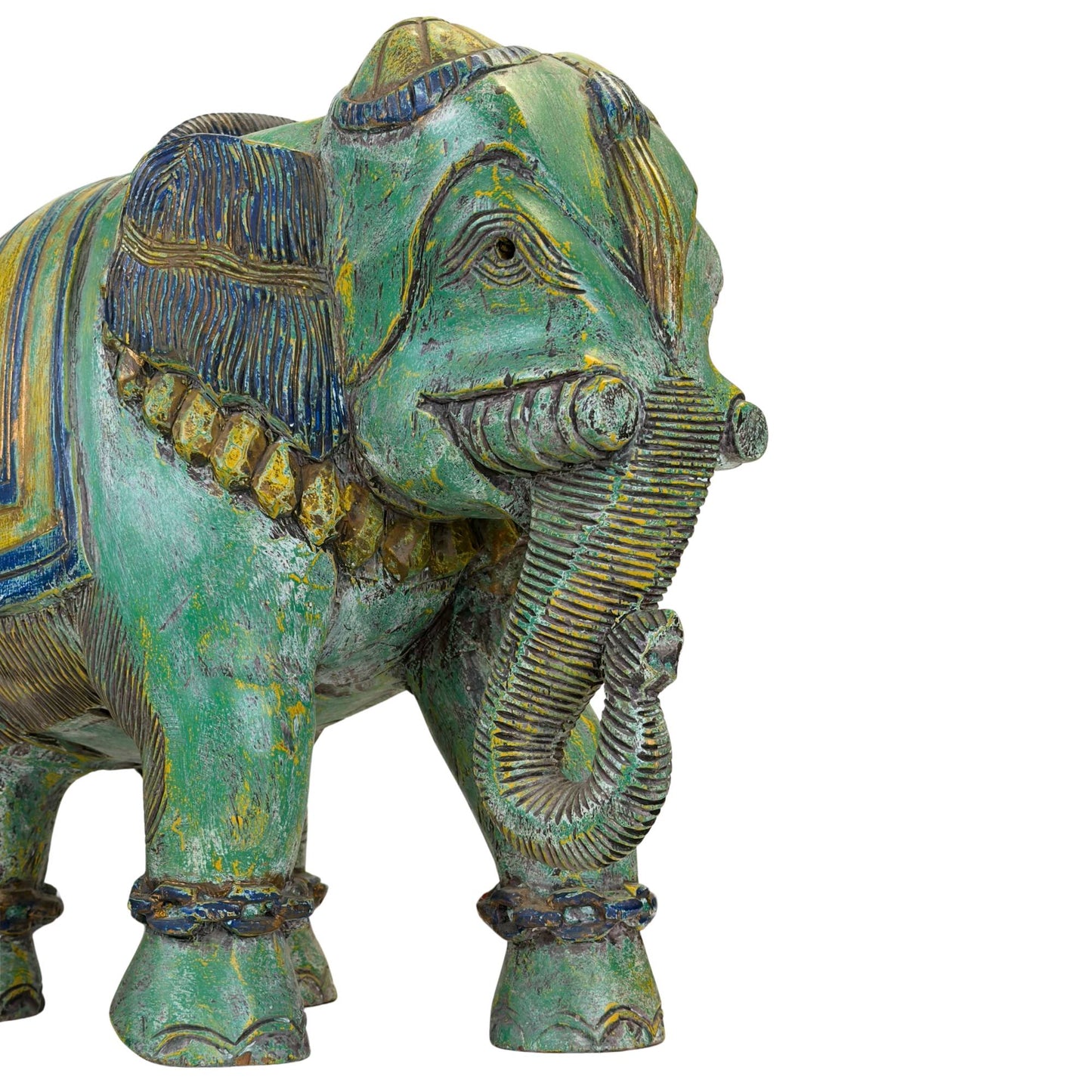 Zware handgesneden houten olifant van 12,2 kilogram uit India